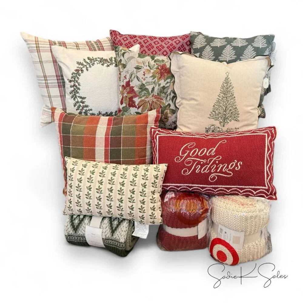 Woven Holiday Floral Throw Pillow -‎ Threshold Studio McGee, Christmas 2024